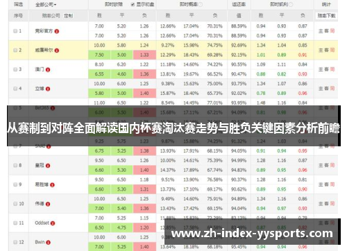 从赛制到对阵全面解读国内杯赛淘汰赛走势与胜负关键因素分析前瞻